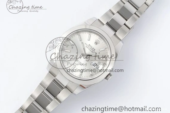 1227 DateJust 41 SS Polished Bezel KING 1:1 Best Edition 904L Steel Silver Stick Dial on Oyster Bracelet VR Flexible 2167